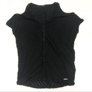 Guess | black cold shoulder short sleeve top